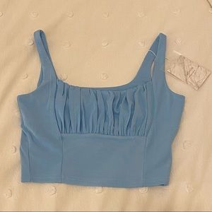 NWT Blue Crop Ruched Cami